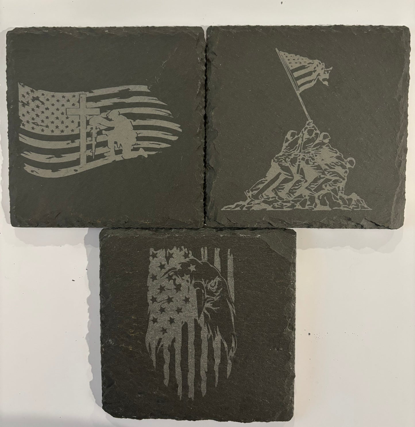 4"x4" Slate Coasters American Pride