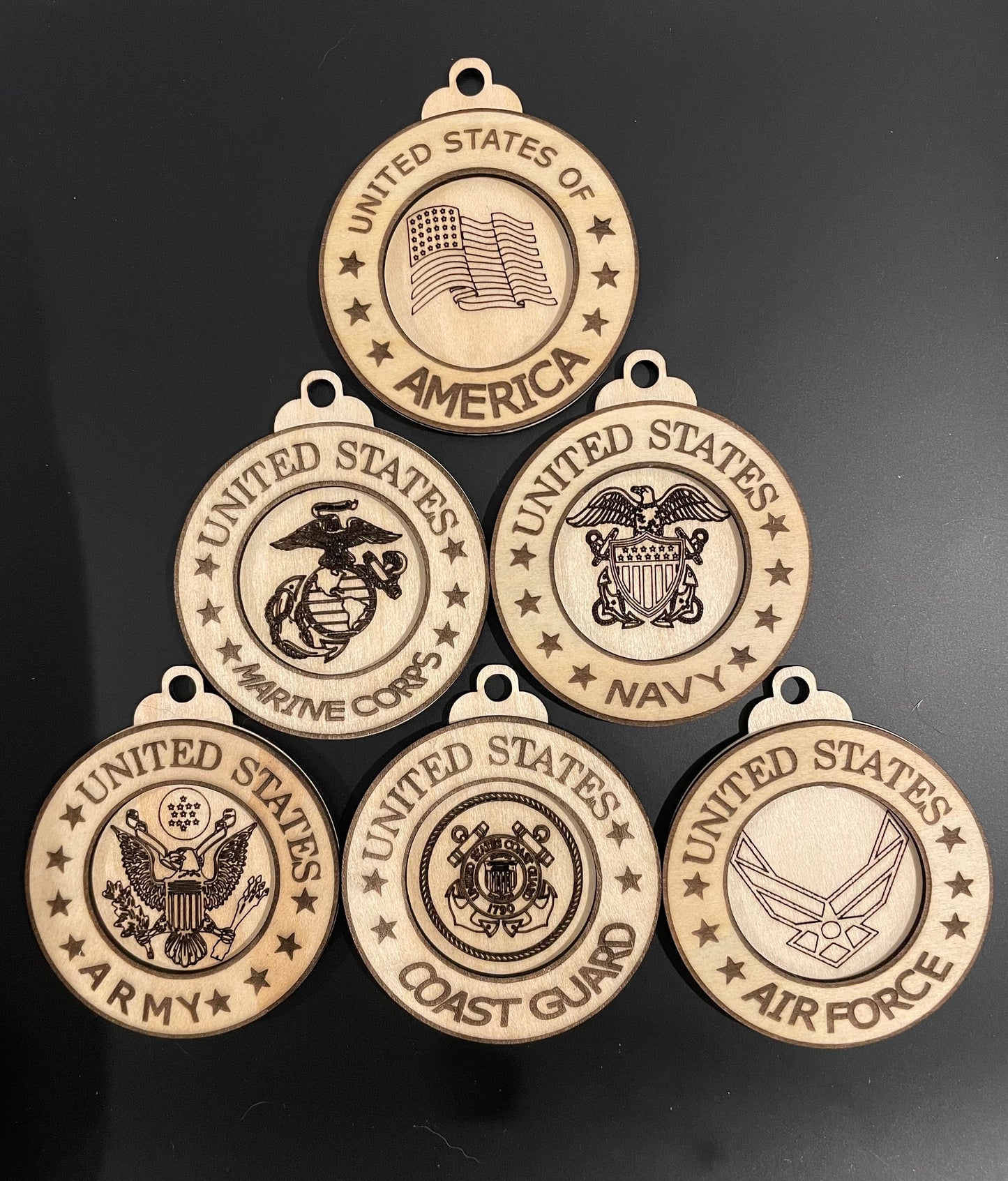 3"x3.5" Ornaments - Military branches